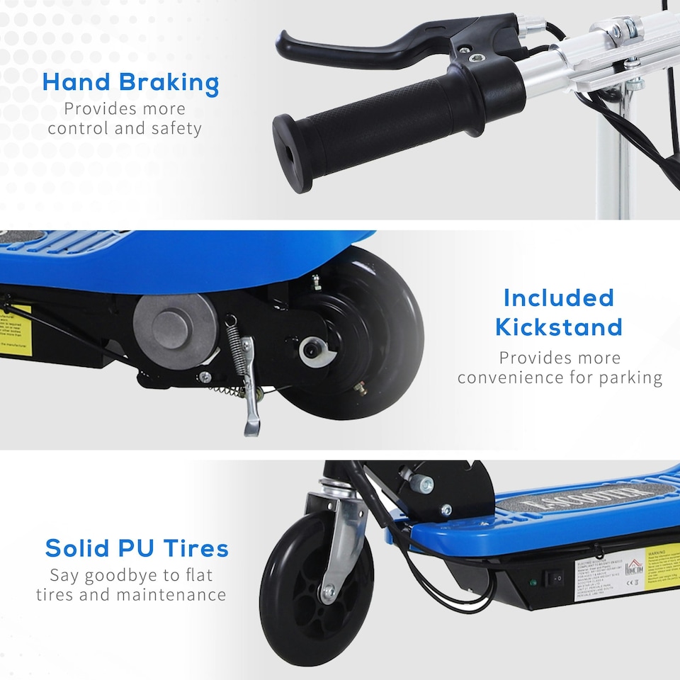 image 1 of HOMCOM Foldable Scooter 120W w/ Adjustable Height and Brake, Blue