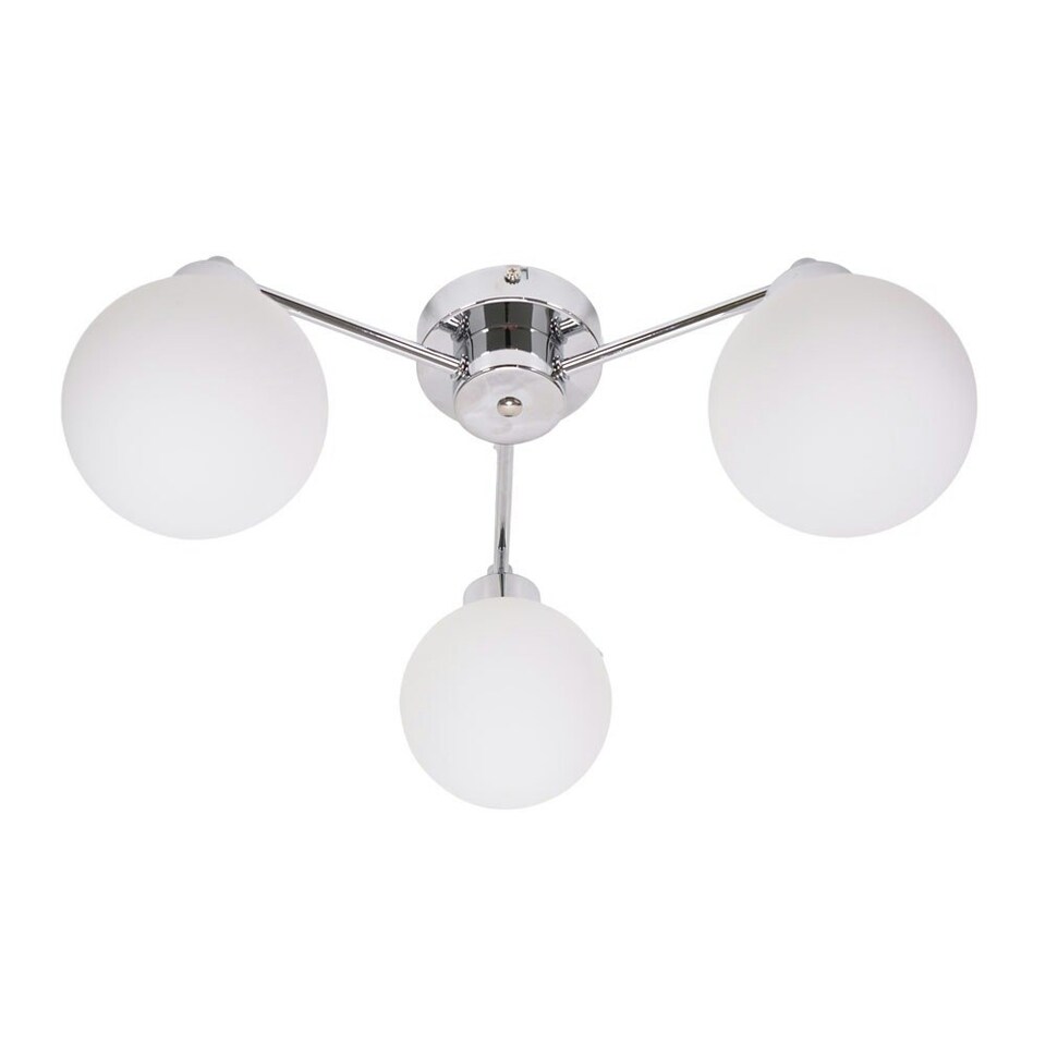 image 1 of ValueLights Jonah Polished Chrome 3 Arm Globe Ball Shade Flush Ceiling Light