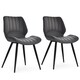 image 1 of HOMCOM Set of 2 PU Leather Dining Chair Moulded Seats Steel Frame Grey