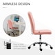 image 6 of Vinsetto Armless Office Chair, Faux Leather Desk Chair with Adjustable Height, Button Tufted, Pink