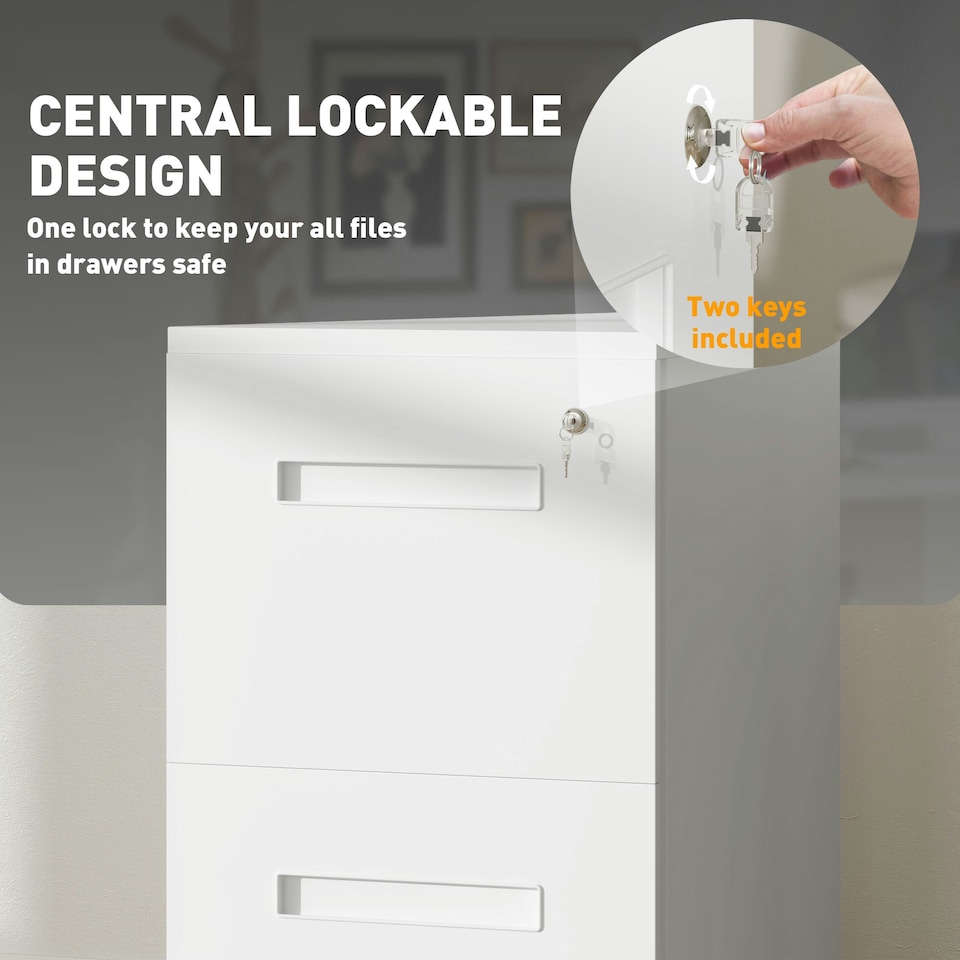 image 1 of Vinsetto Mobile Lockable File Cabinet w/ Adjustable Hanging File Folder