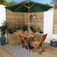 image 2 of Outdoor 2 Person Folding Square Wooden Garden Patio Dining Table Chairs Parasol and Base Set