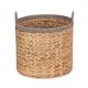 image 3 of Small Round Water Hyacinth Basket With Grey Rope Border | Brown | Brown