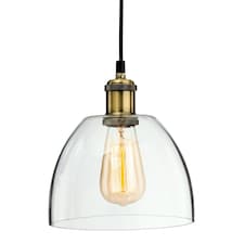 Empire 1 Light Ceiling Pendant Antique Brass, Clear Glass, E27
