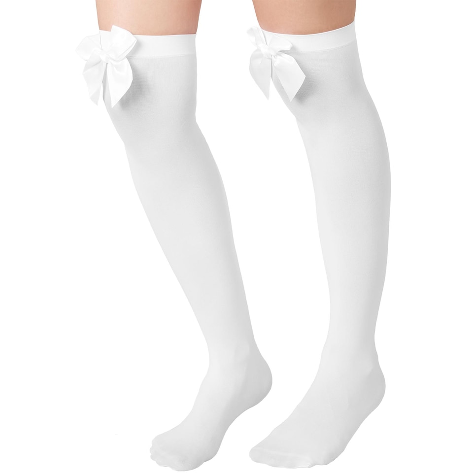 image 1 of Knee high socks with White Bow