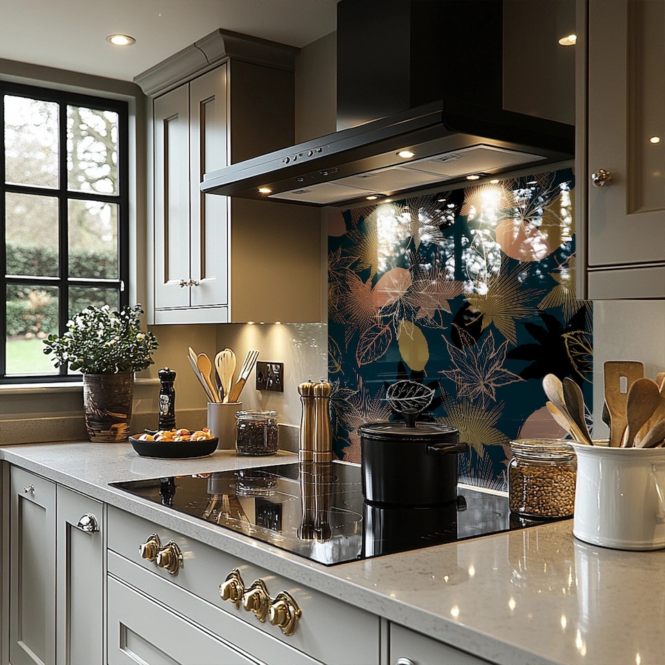 image 1 of Maple Leaves Splash Back | White
