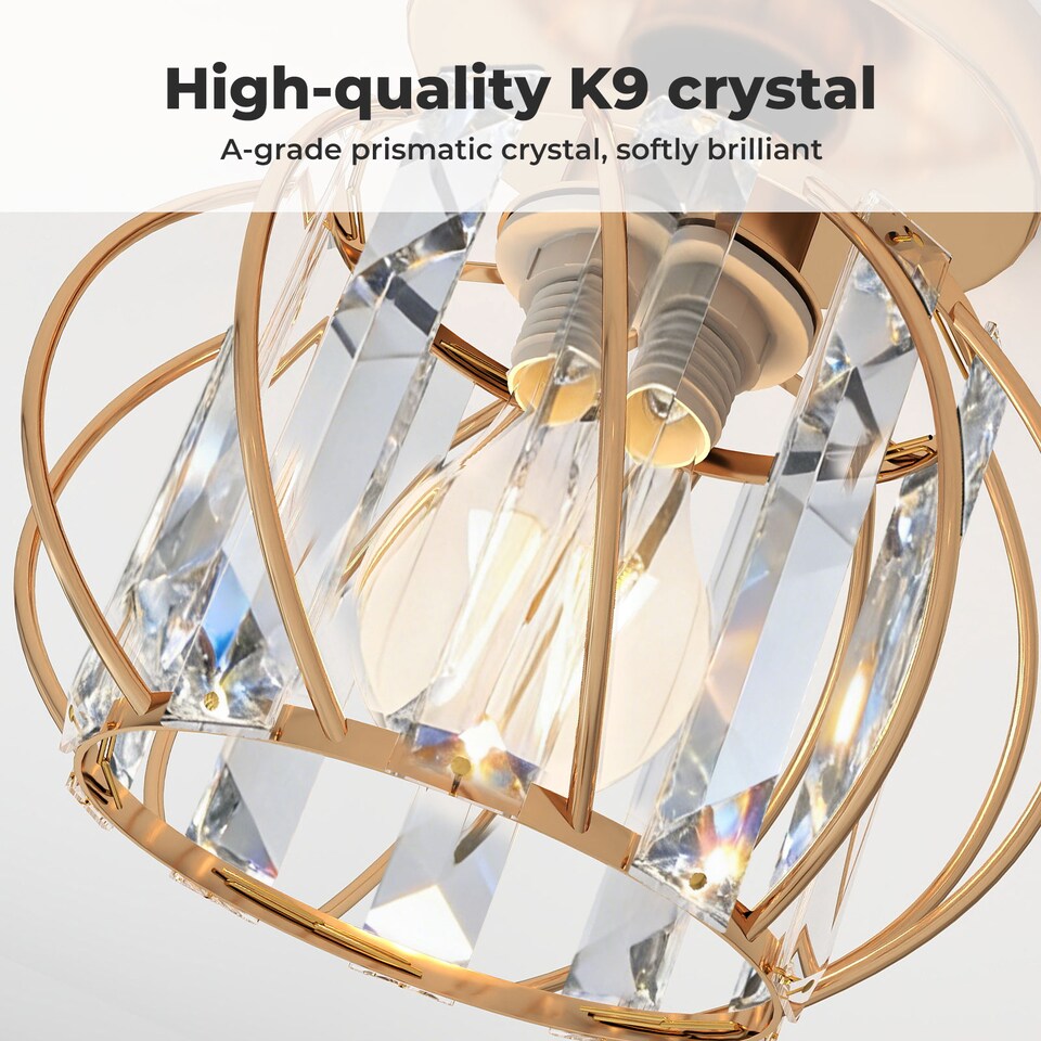 image 1 of Emitto Crystal Ceiling Light Semi Flush Mount Chandelier Modern Hallway | Gold