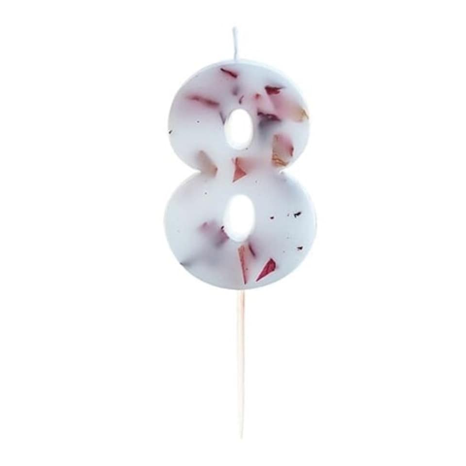 image 1 of Pressed Petal Number 8 Shaped Candle