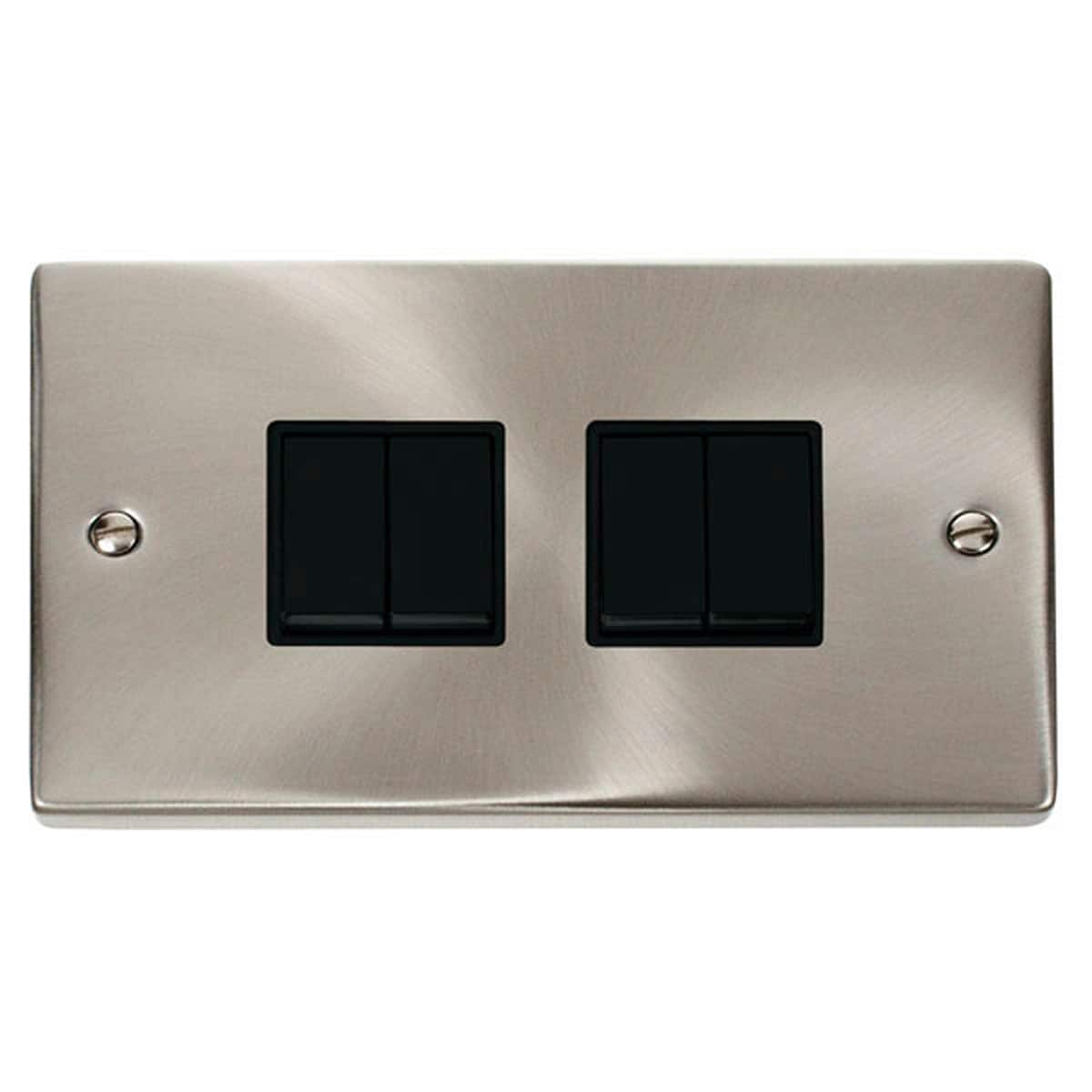 SE Home Satin / Brushed Chrome 10A 4 Gang 2 Way Light Switch in Metallic Silver
