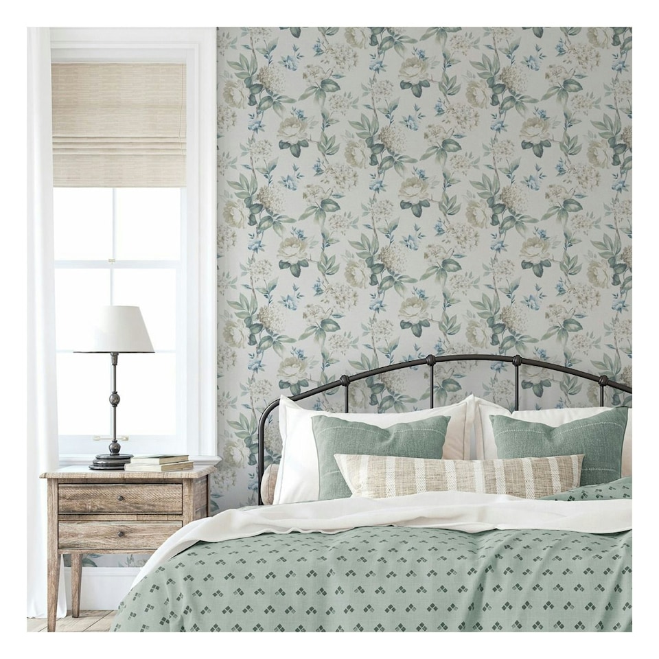 image 1 of Arthouse Keeka Floral Wallpaper - Blue/Cream - 10m x 0.5m Blue