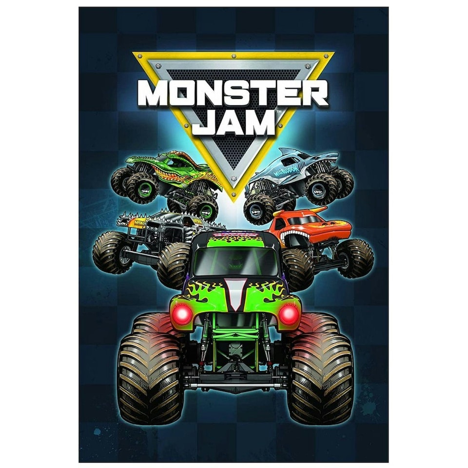 image 1 of Monster Jam Fleece Truck Blanket - Black/Blue - 150cm x 100cm