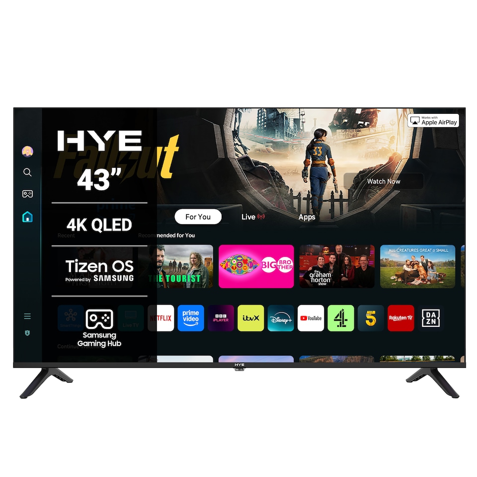image 1 of HYE 43" Inch 4K QLED Tizen OS WiFi Frameless Smart TV - 43QLEDS2008