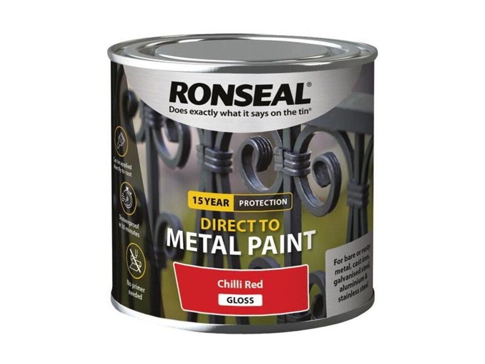 Ronseal - Direct to Metal Paint Chilli Red Gloss 250ml