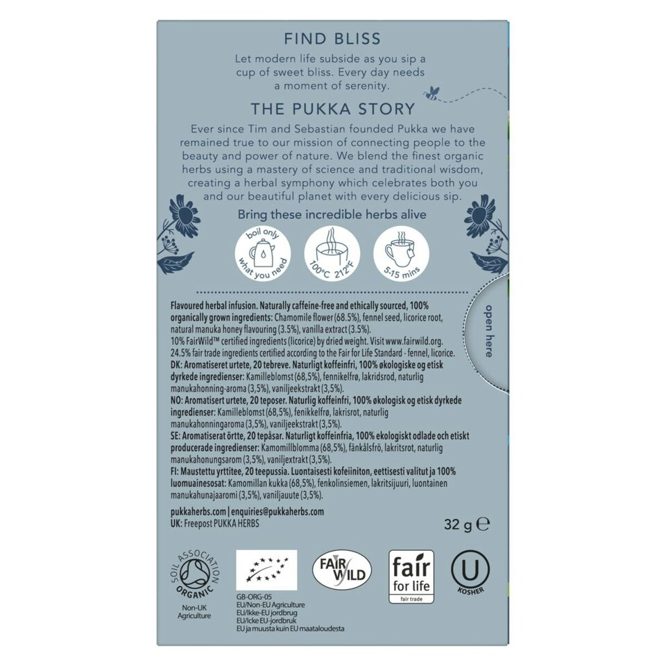image 1 of Pukka Herbs Organic Herbal Tea, Chamomile Vanilla & Manuka Honey, 4 Pack, 80 Teabags 4