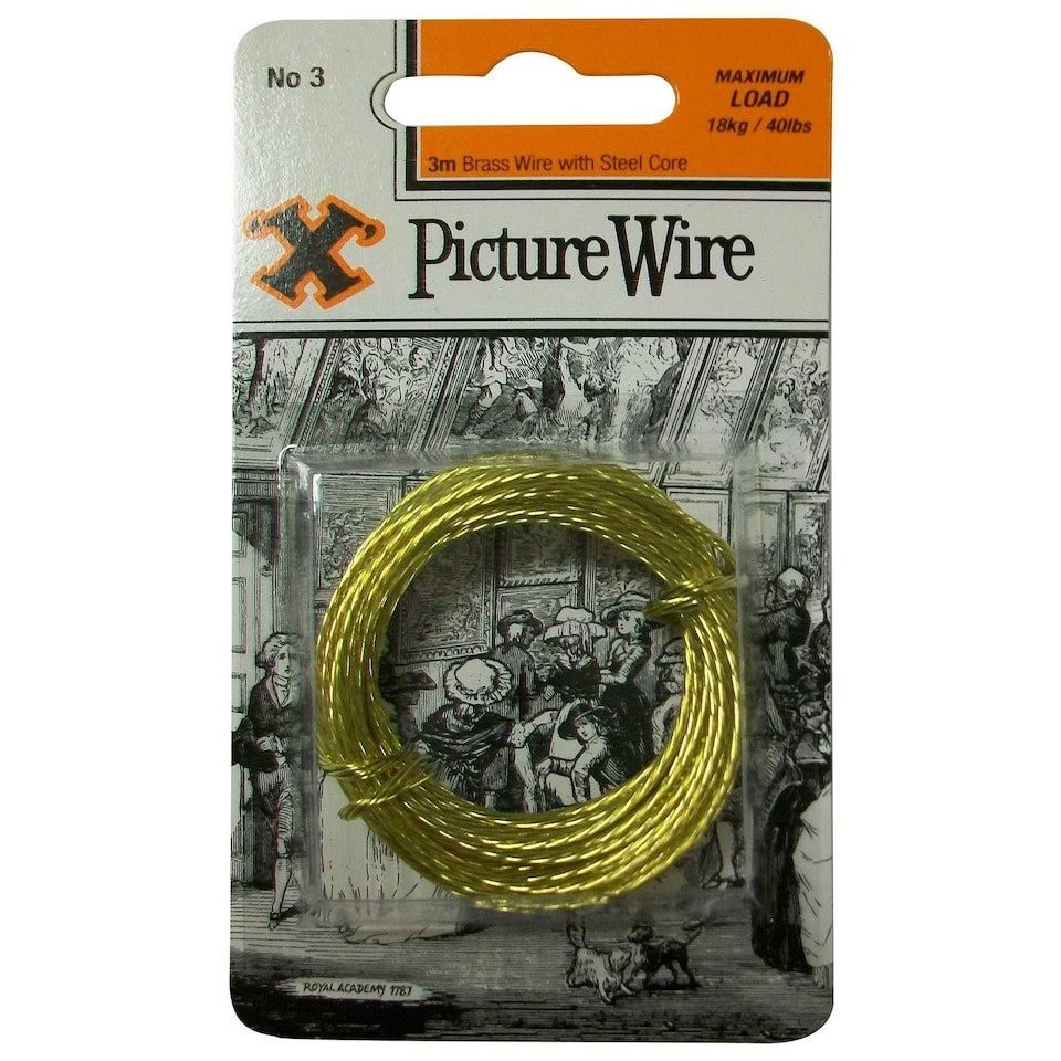 image 1 of X No.3 Brass Picture Wire - Gold - 3m