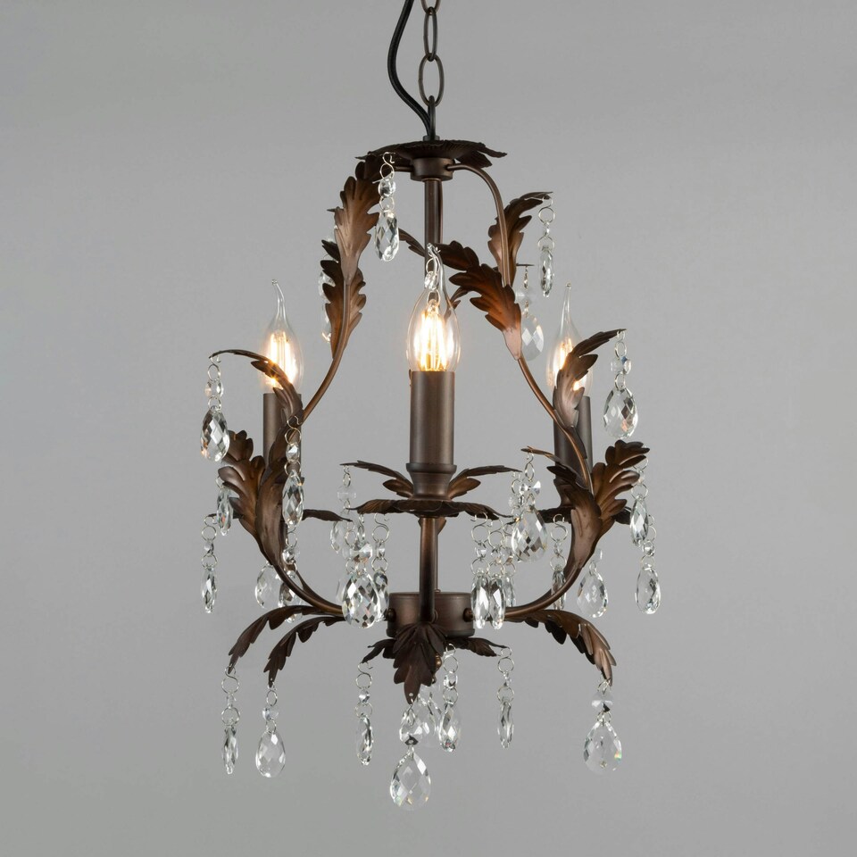 image 1 of BHS Cristalo 3 Light Chandelier, Bronze