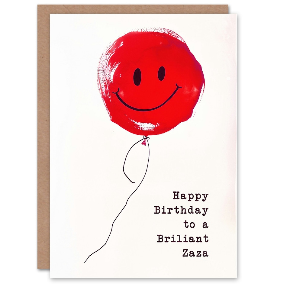 image 1 of Magnificent Zaza Simple Smiley Face Red Non Binary Birthday Card