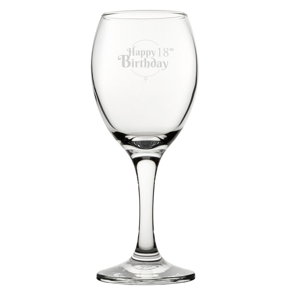 image 1 of Personalised Happy 18th Birthday Balloon Design Novelty Wine Glass