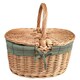 image 6 of Light Steamed Oval Lidded Wicker Basket with Lining Green | Green Tweed | One Size