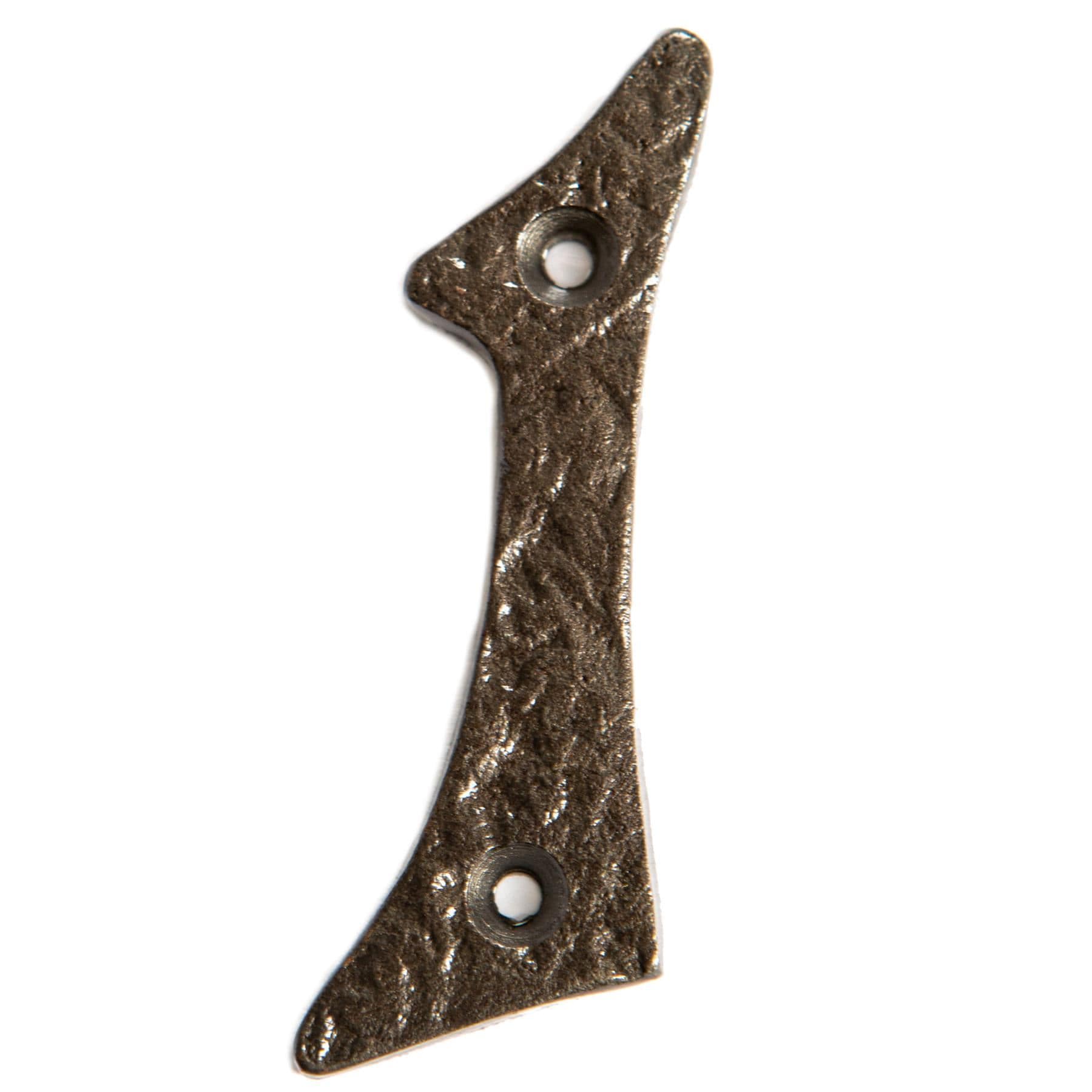 Hammer and Tongs Rustic Iron Numeral - Number 1 - H80mm in Grey