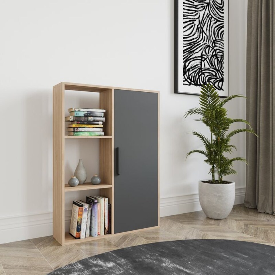 image 1 of Decorotika Patrick 3 Shelves and a Cabinet Bookcase