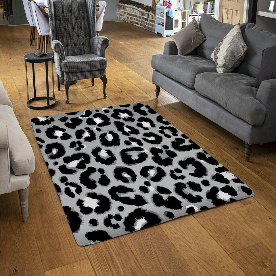 image 1 of Silver Leopard Print (Rug) Silver | Medium: 80x150cm