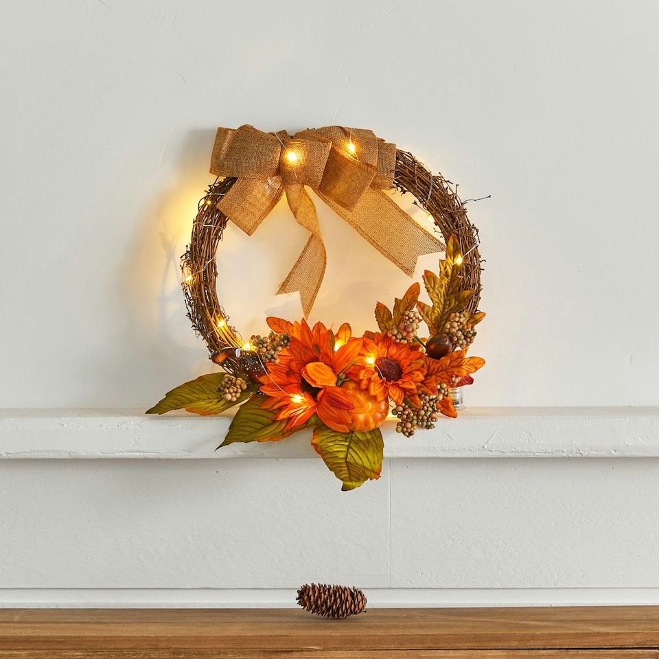 image 1 of Living and Home Halloween Decoration Sunflower Garland with Ribbon & Lights
