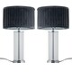 image 1 of Set of 2 Aura - Chrome Table Lamps with Grey Pleated Velvet Shades Chrome | Grey