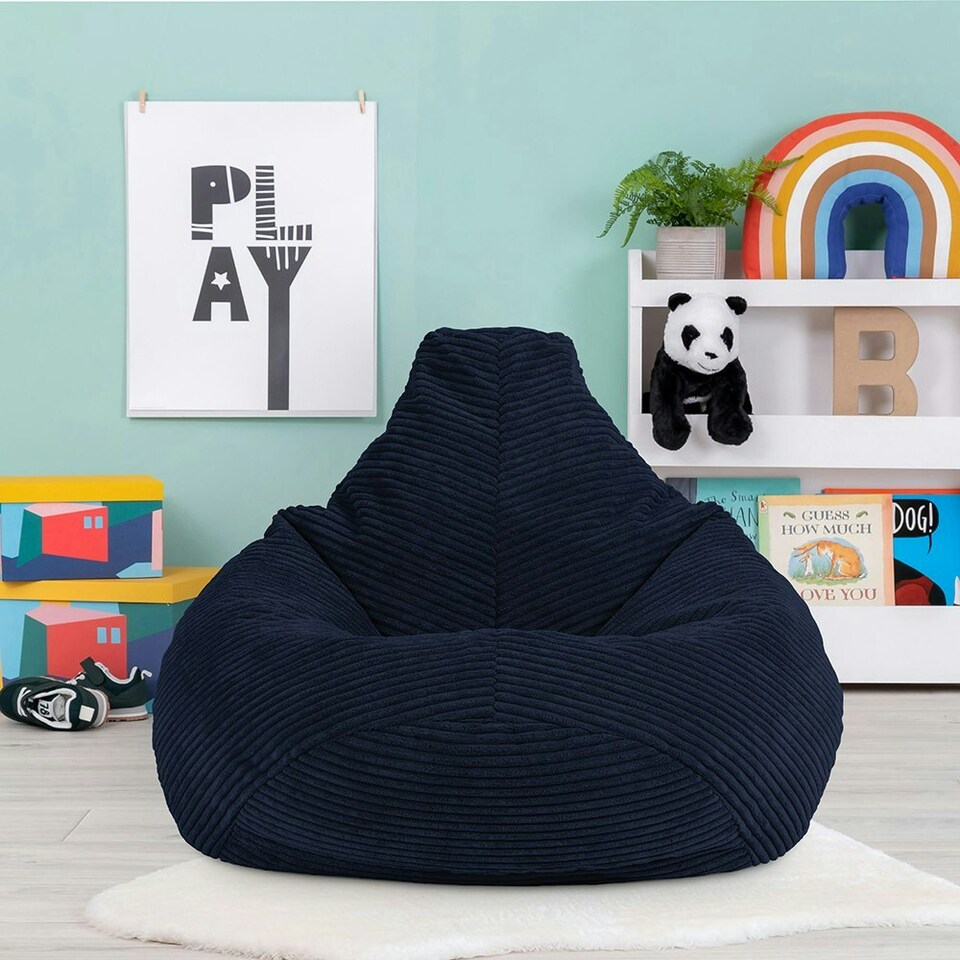 image 1 of icon Dalton Kids Beanbag Corduroy Navy Blue Set of 2 Blue | Blue