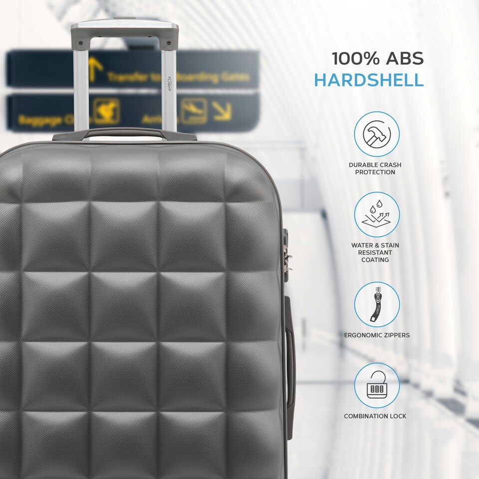 image 1 of Flight Knight Bubble Suitcase Ryanair easyJet Jet2 Approved 8 Wheel Hardcase Suitcases Cabin or Medium & Large Check-in Sizes Black | Black | Medium