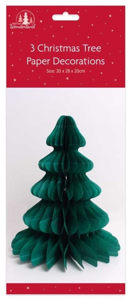 image 1 of Pack of 3 Christmas Tree Honeycomb Paper Christmas Decorations
