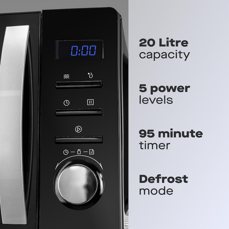 image 1 of Daewoo 20L 800W Black Digital Microwave | Black | 20L