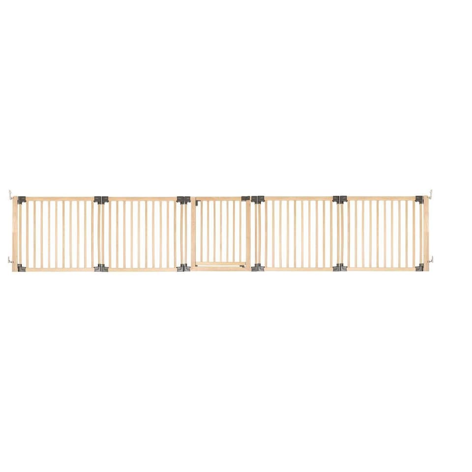 image 1 of Safetots Wooden Multi Panel Room Divider, up to 416cm, Natural Wood, 76cm Tall, Flexible Room Divider for Baby and Toddler | Cream | Natural