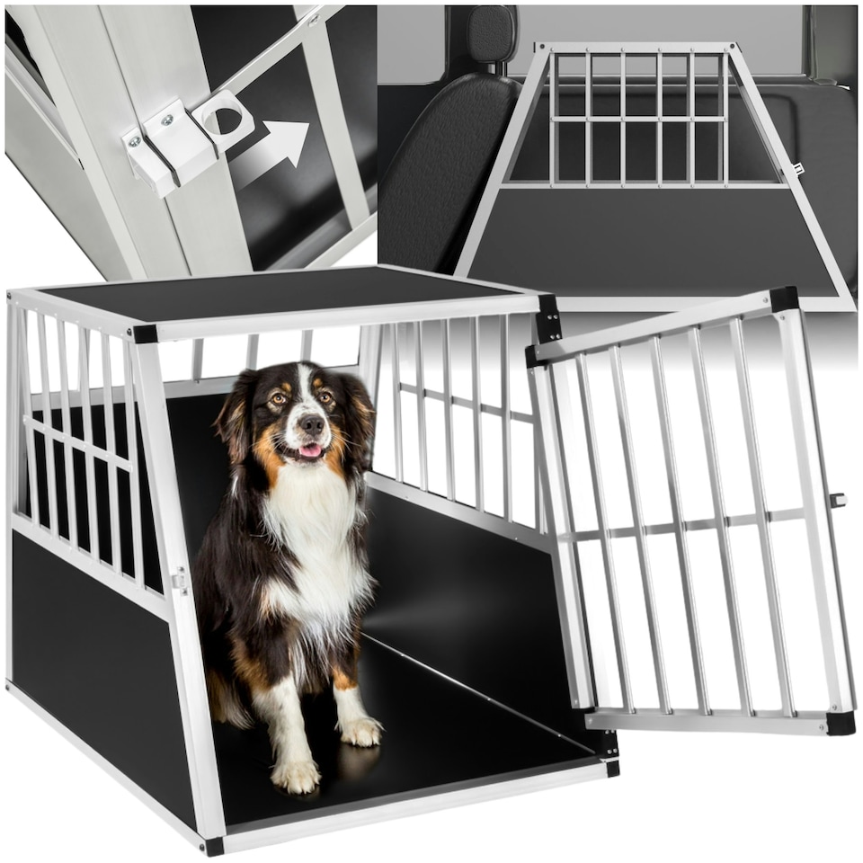 image 1 of Dog Crate - aluminium, angled back wall, lockable, 66 x 90 x 69.5 cm