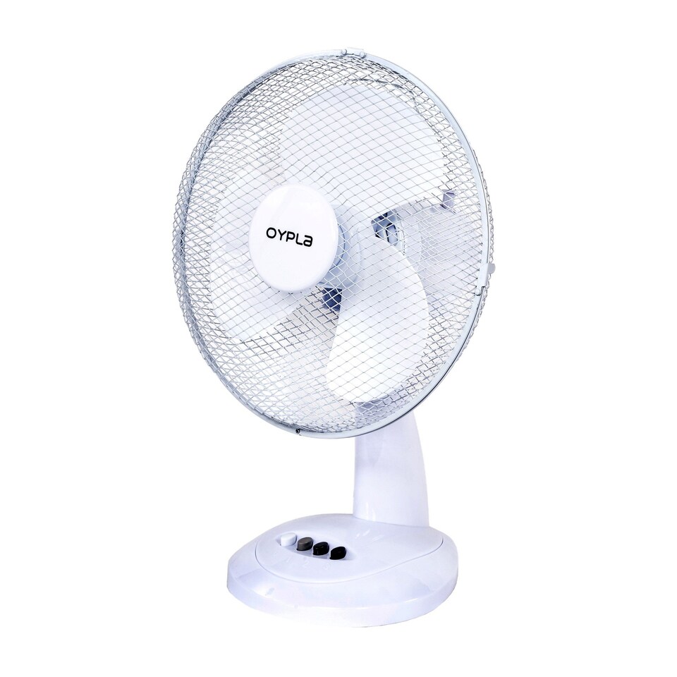 image 1 of 12 Inch Oscillating White Desk Top Fan