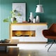 image 3 of Lyon 3 Door Glazed Sideboard in Riviera Oak/White High Gloss