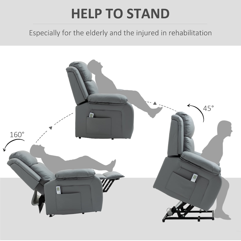 image 1 of HOMCOM Riser and Recliner Chair Power Lift Recliner with Remote, Grey | Grey