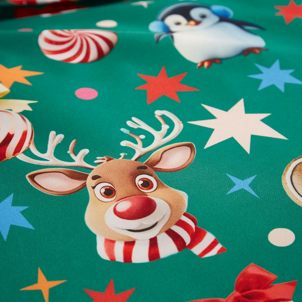 image 1 of Catherine Lansfield Christmas Icons So Soft Reversible Duvet Cover Set Green Green | Double