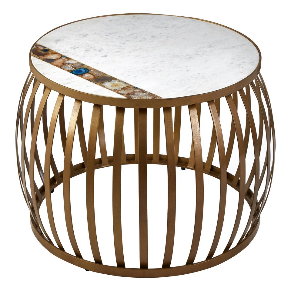 image 1 of Premium Round Coffee Table, Marble Top Decorative Coffee Table For Livingroom, Durable Modern Coffee Table White