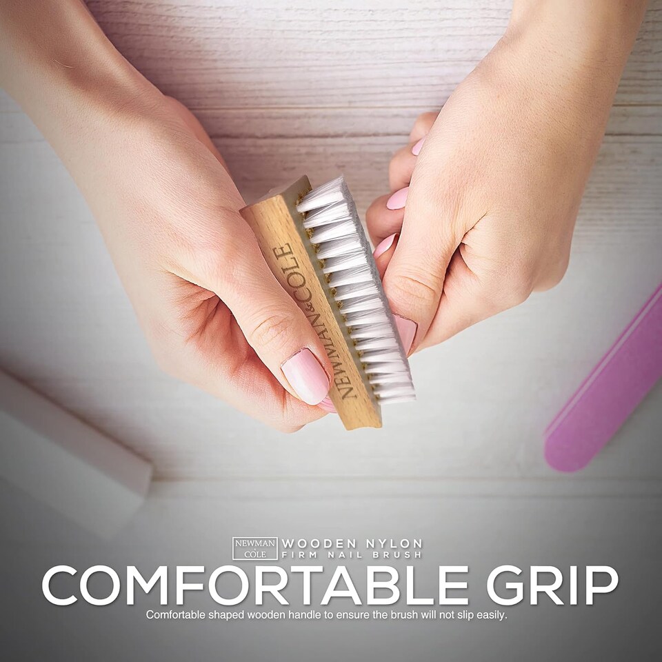 image 1 of Double Sided Wooden Nail Scrubbing Brush with Firm Plastic Bristles(Pack of 3)