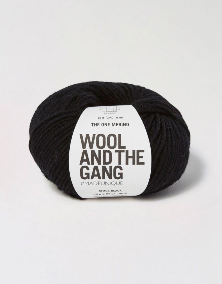 Wool and the Gang Black The One Merino Aran Yarn For Crochet, Knitting - per 50 gram ball