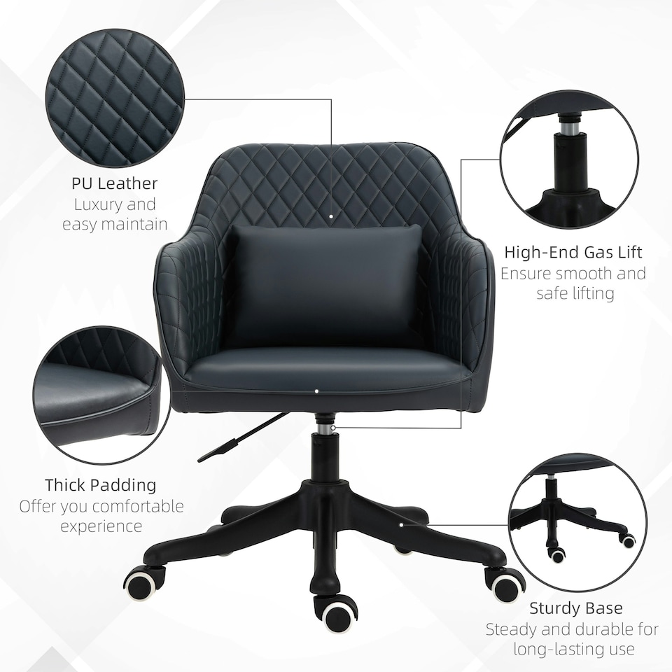 image 1 of Vinsetto Office Chair with Electric Vibration Massage Lumbar Pillow, Blue