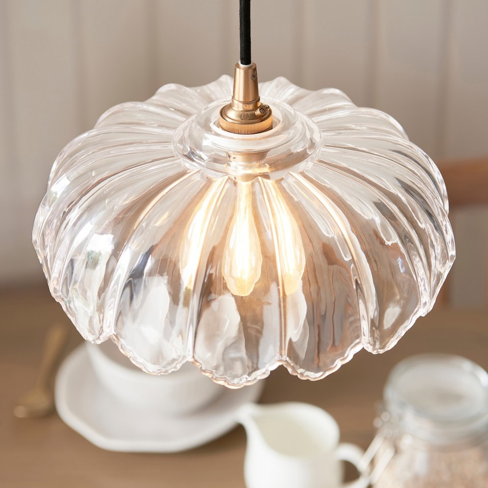 image 1 of Camellia Dome Pendant Ceiling Light Clear Glass E27 or B22