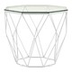 image 2 of Tempered Glass and Chrome Hexagon End Table,Geometric Chrome Finish Small Side Table,Glass Top Side Table Silver