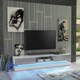 image 4 of TV Unit 180cm Grey Gloss Fronts White Matt Body with LED Platform White | Grey