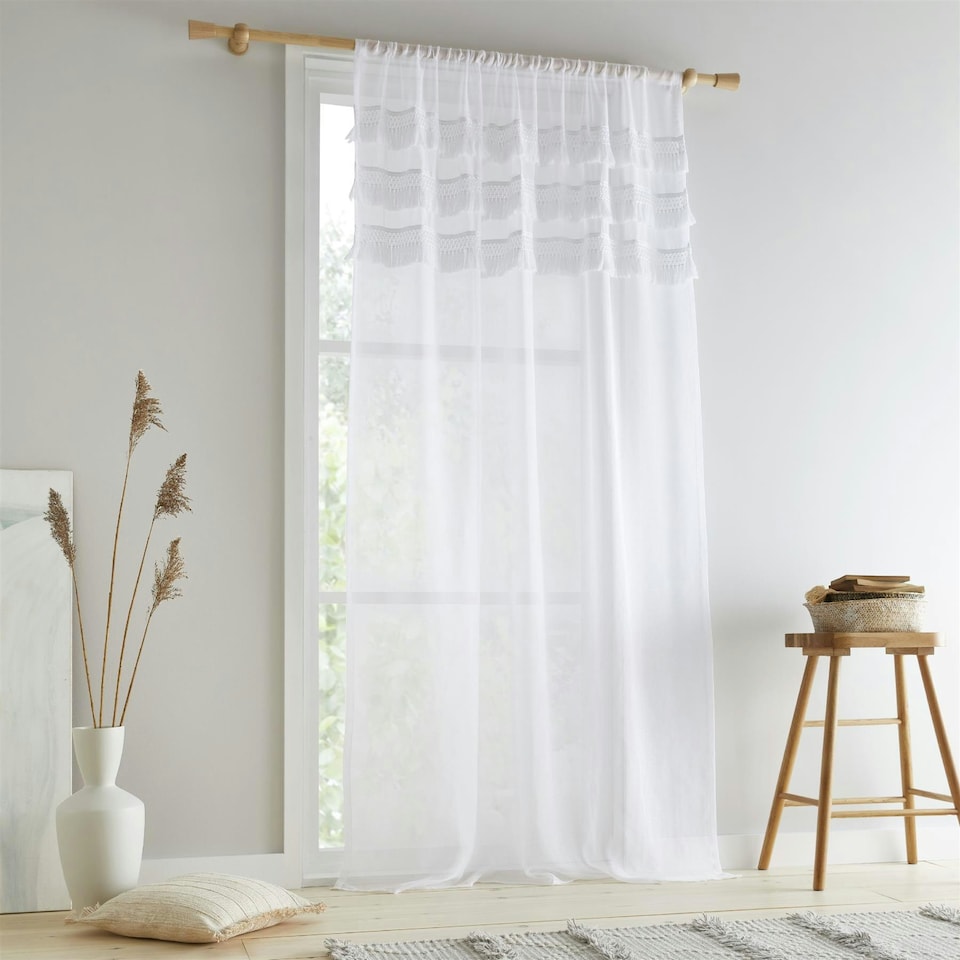 image 1 of Pineapple Elephant Izmir White Tab Top Voile White | 55x54"
