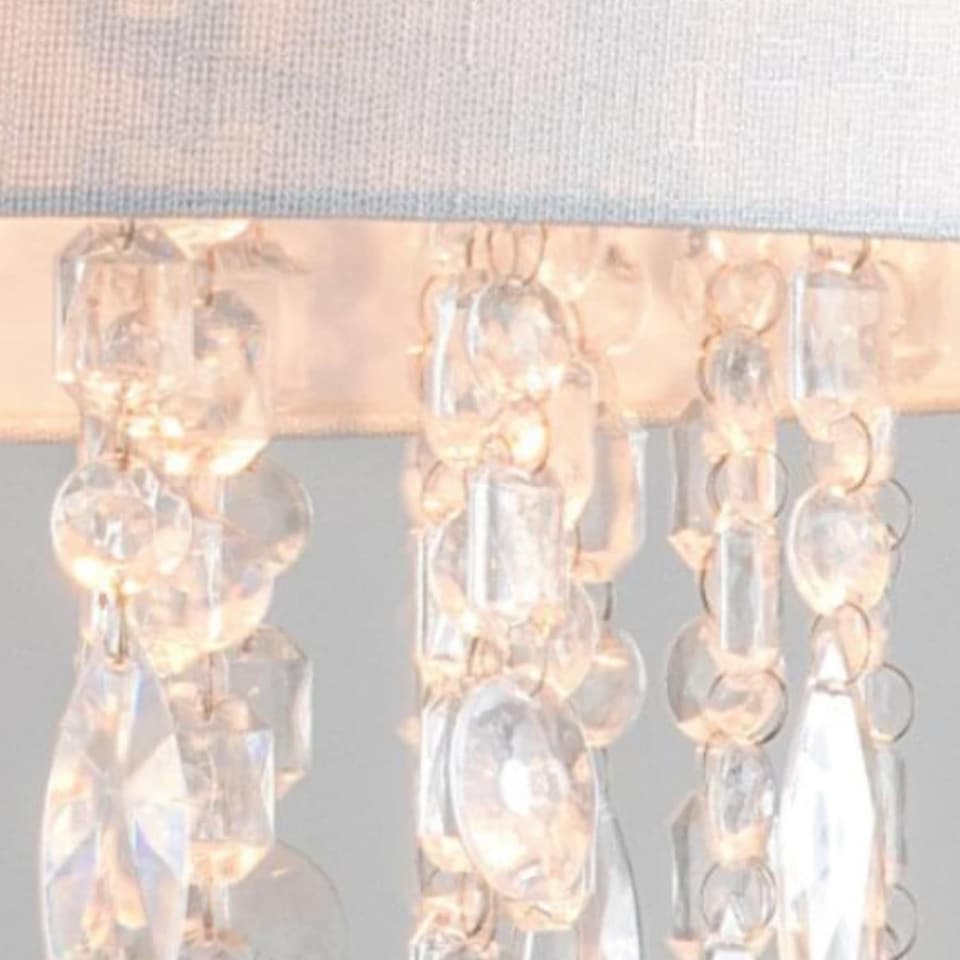 image 1 of Pair Large 40cm Easy Fit Shade Textured White Silver Fleck Acrylic Droplets | White | Clear | Large | 2