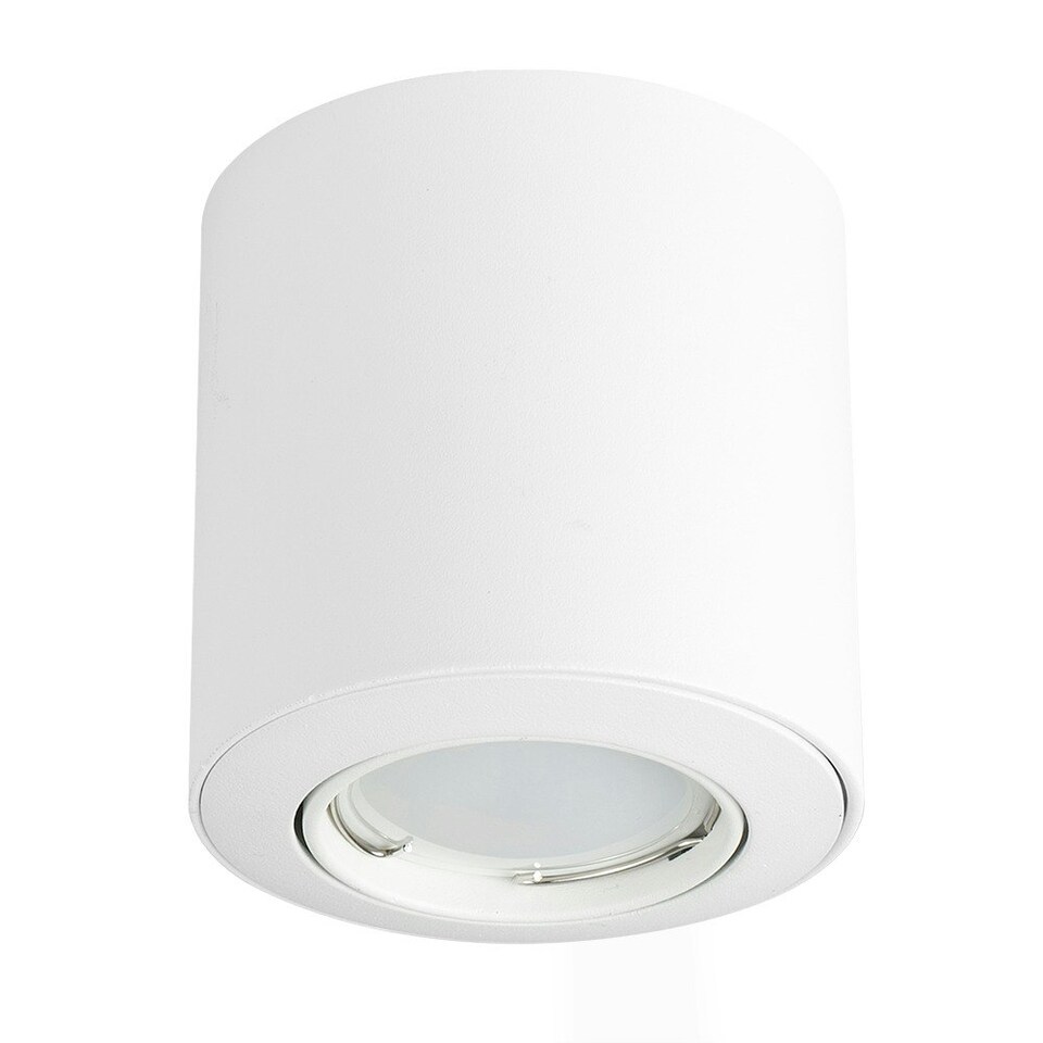 image 1 of ValueLights 4 x GU10 White Tiltable Surface Mounted Ceiling Spotlight Downlights - Complete with 4 x 5W GU10 Warm White LED Bulbs