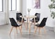 image 2 of 5PCs Dining Set - an Oak Round Dining Table & Set of 4 White Lorenzo Tulip chairs with Padded Seat | Black