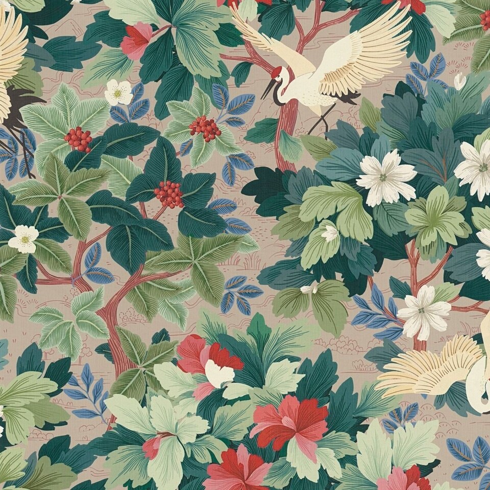 image 1 of AS Creation Pint Walls III Crane Textured Wallpaper | Green | Green/Multicoloured | 1
